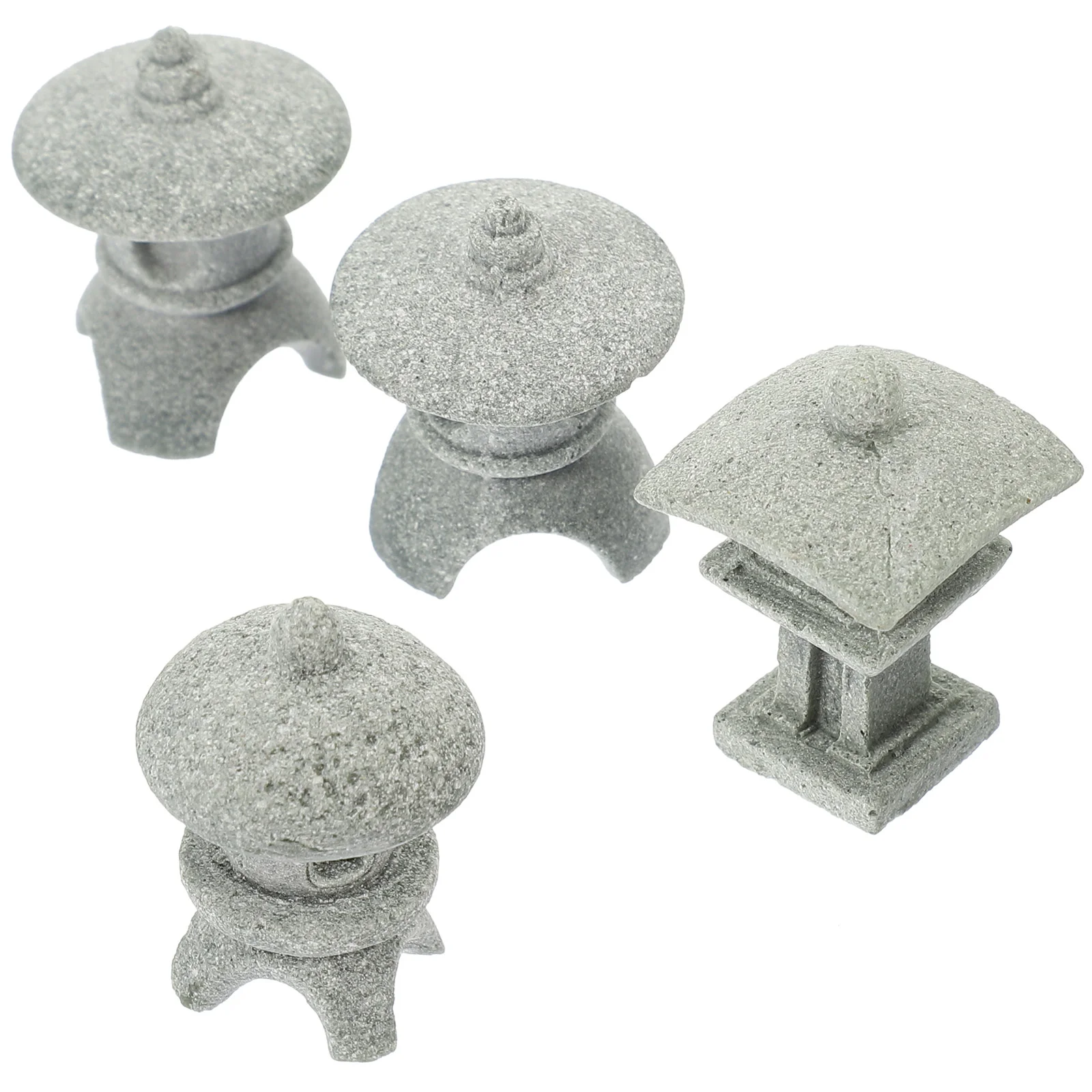 4 Pcs Mini Pagoda for Garden Ornament Model Home Decoration Sandstone Micro Landscape Pavilion Decorations Ornaments Tabletop