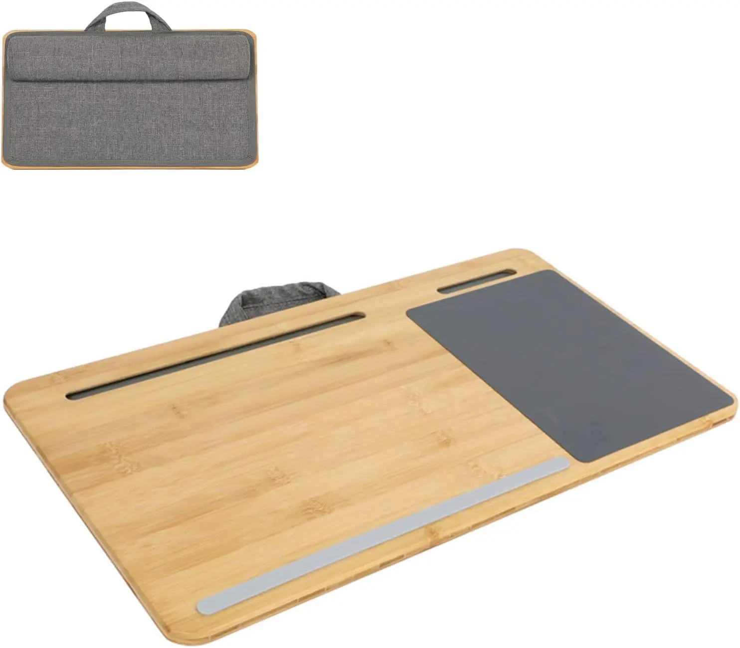

Portable Bamboo Lap Desk with Cushion, Tablet Slot, and Mouse Pad for Laptops Up to 17 Inches
