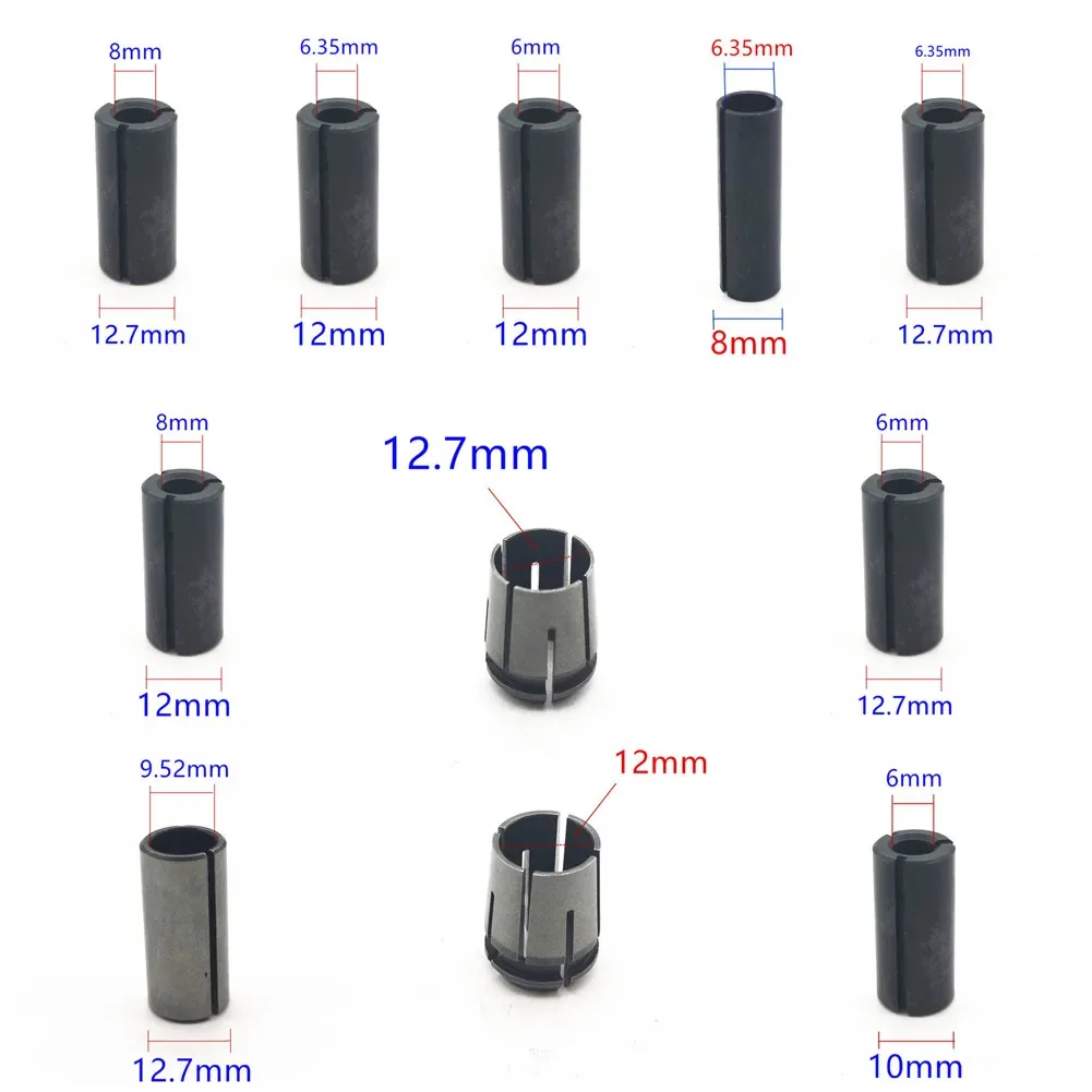 6mm 8mm 10mm 12mm 12.7mm 1/2 "1/4" 3/8 "adattatore Router mandrino pinza cono dado strumenti Ferramentas Herramientas multimetro