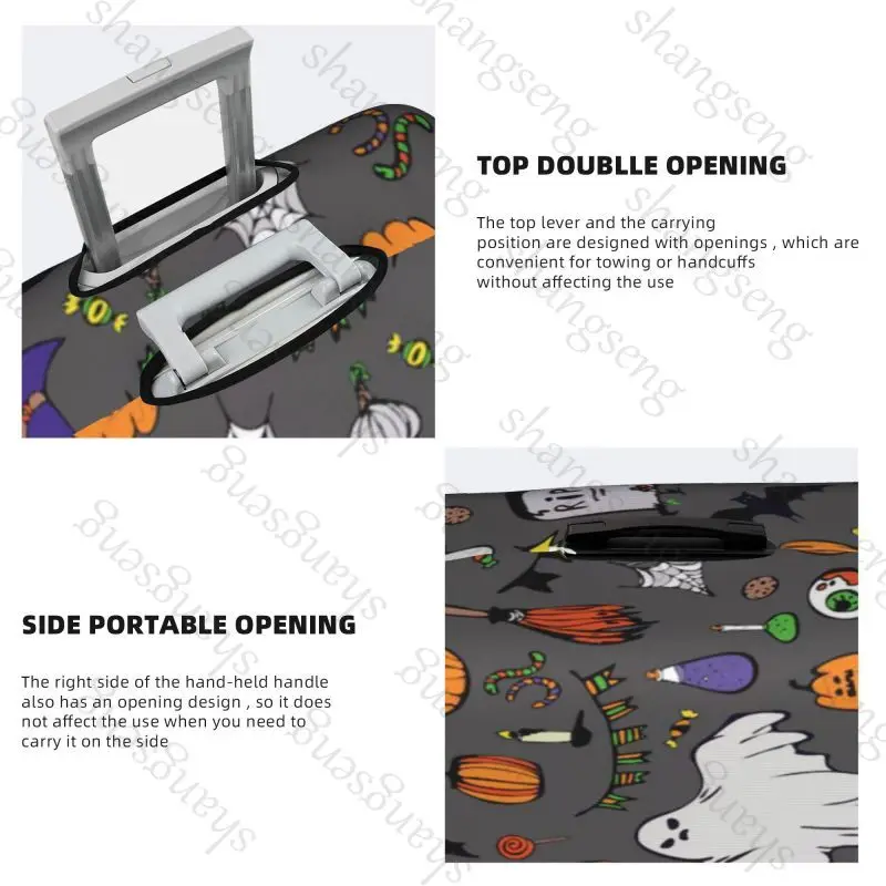 حقيبة سفر واقية، غطاء حقيبة سفر، حماية مرنة، غطاء أمتعة قابل للغسل، 18-32 في نمط شبح لطيف للهالوين #4