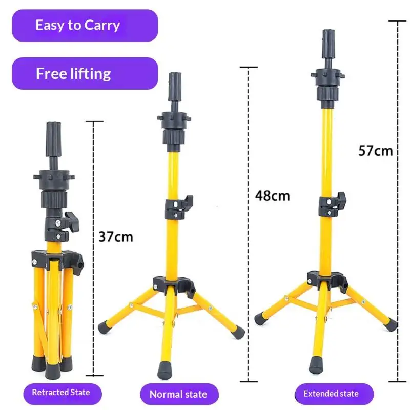 1Pcs Metal Wig Mannequin Head Tripod Stand Wig Stand Tripod For Hairdressing Training Head Adjustable Wig Tripod Stand