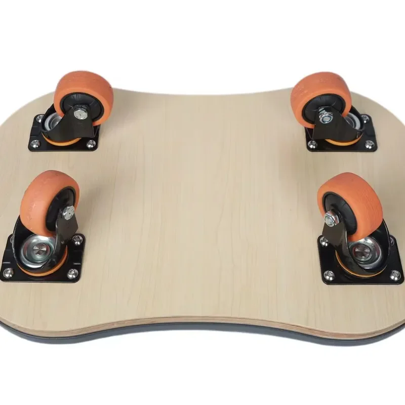 Solid Wood Pilates Balance Board with Microfiber Leather Surface High Elasticity Sponge Core Yoga Fitness Equipment for Home