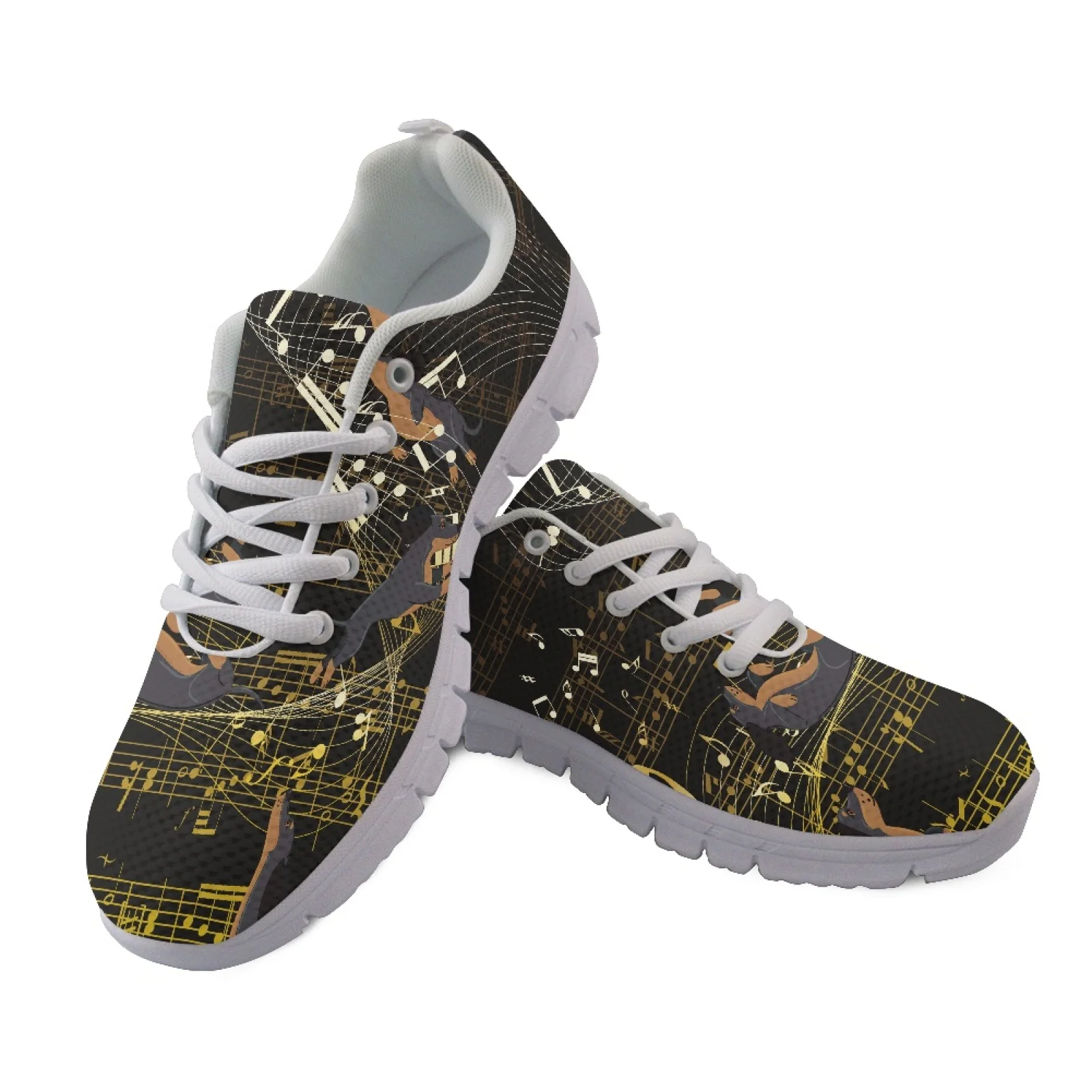 Coloranimal Musical Note Lightweight Sports Tennis Shoes for Men Mesh & EVA Sole Women Sneakers for Gym