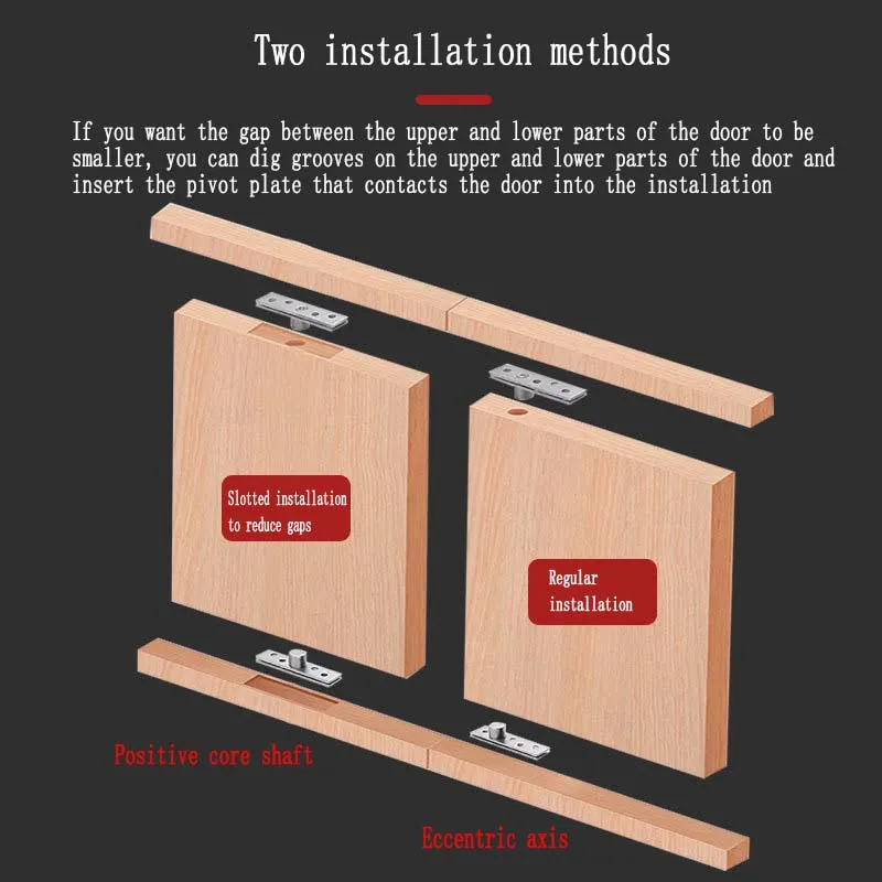 Bisagras superiores e inferiores de puerta de madera, eje de puerta Invisible, eje de tierra cielo, acero inoxidable, eje giratorio de 360 grados, grueso, Hing