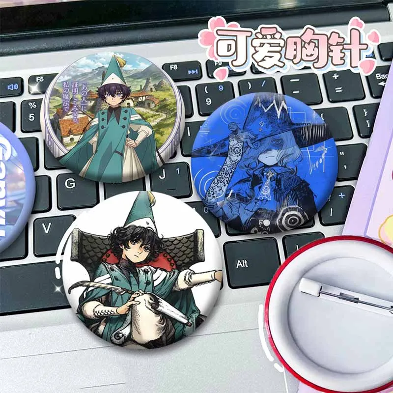 Cartoon Character Qifrey Agott Coco Olruggio Badge Witch Hat Atelier Anime Lapel Pins Round Snap-in Brooch for Bag Jewlery Gift