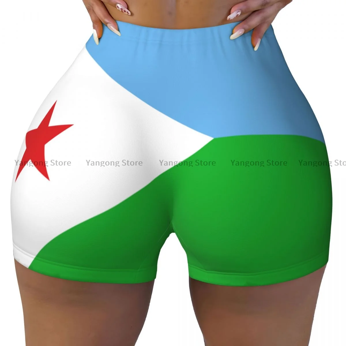 

Women's Yoga Shorts Flag Of Djibouti Scrunch Booty Butt Lifting Comfort Fitness Gym