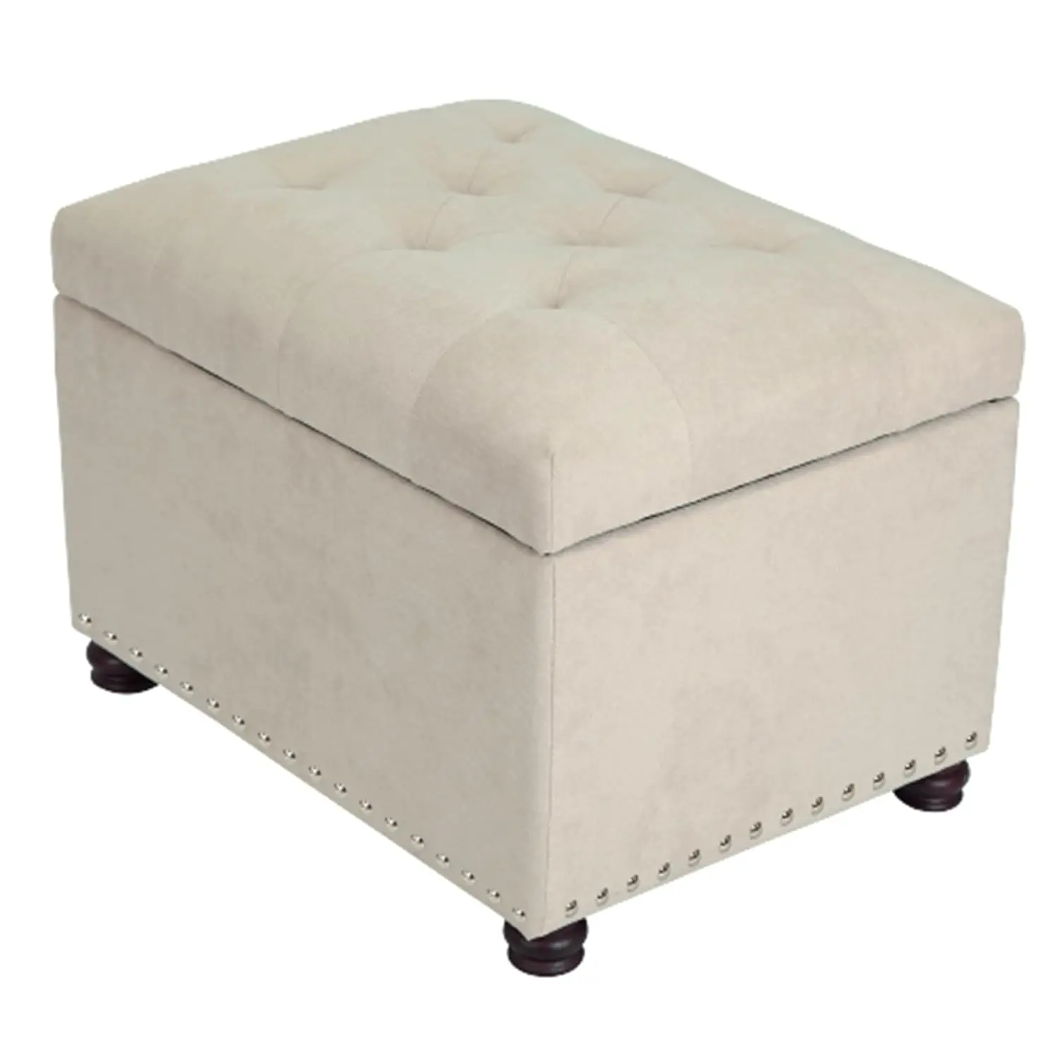 

Storage Ottoman, 24" Fabric Rectangle Tufted Bench Foot Rest Stool for Living Room Bedroom, Beige, Customized