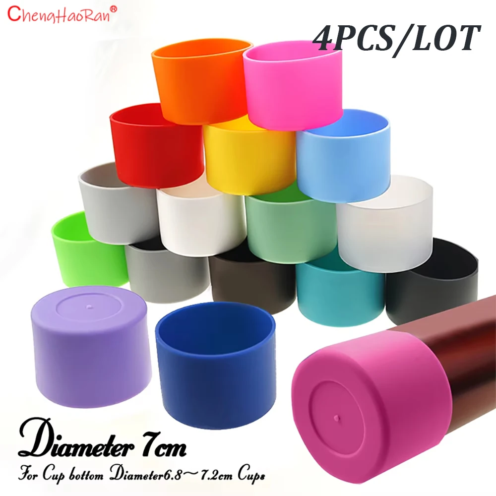 4 TEILE/LOS 7cm Weiche Silikon Tasse Unten Mantel Schutz Hülse Für Glas Wasser Tee Flasche Anti Schaden Zubehör