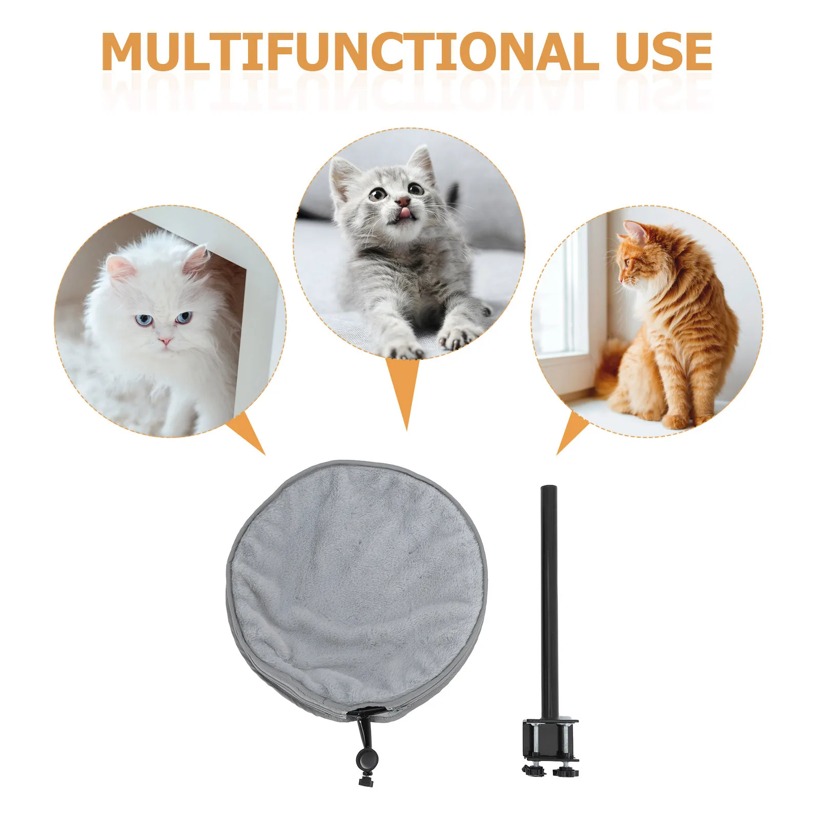 Lit pour chat de bureau 360 °   Hamac pour animaux de compagnie, rotatif, réglable en hauteur, peu encombrant, pour chaise de bureau, lit gigogne pour chat, Table d'appoint