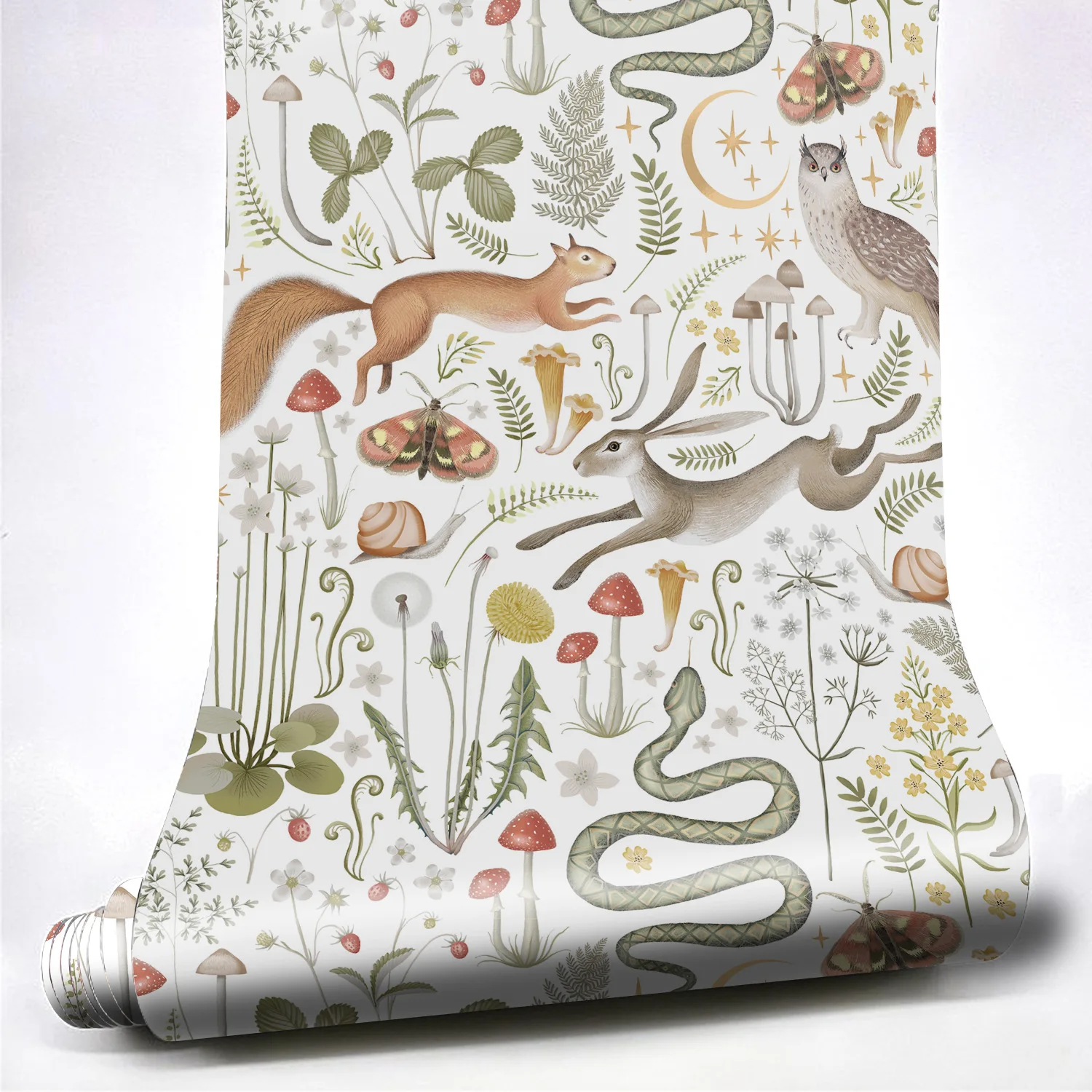 Forest Plant Floral Animals Wallpaper Mushroom Kangaroo and Butterfly Jungle Contact Paper Waterproof for Home Cabinet Decor