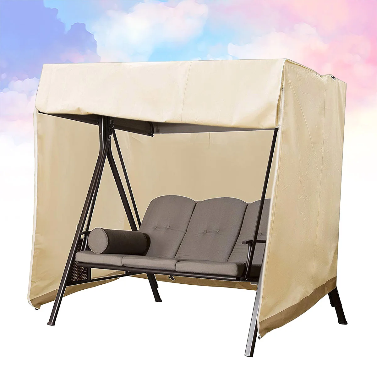 

Waterproof Outdoor Hanging Chair Protective Cover Garden Swing Cover Creative Chair Cover (Beige and Coffee)