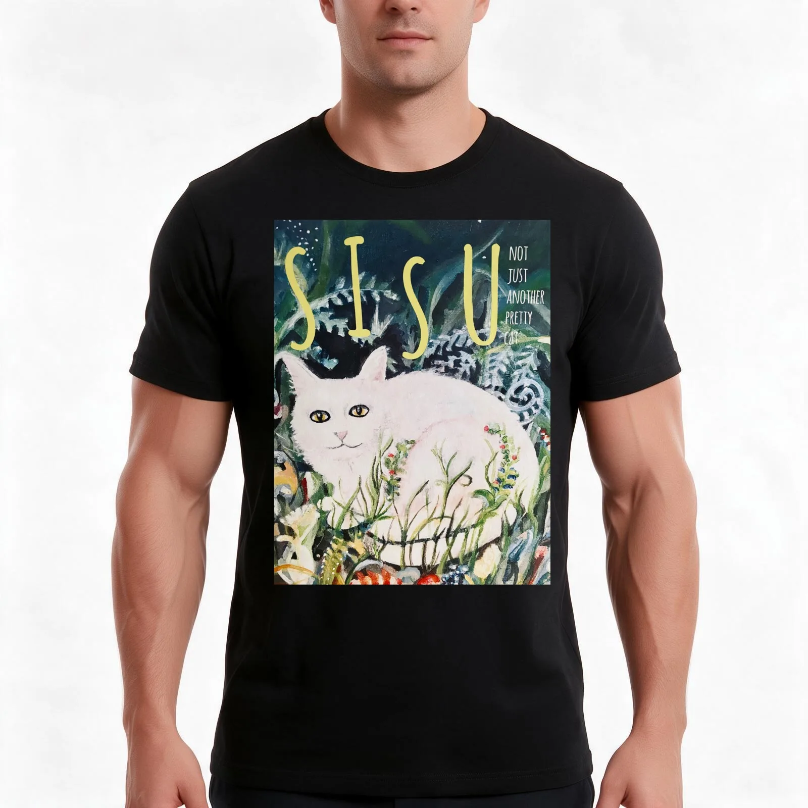 Sisu, Not Just Another Pretty Cat T-Shirt, Summer Casual Cotton Tee, Oversized Streetwear Tops, Vintage Graphic Print