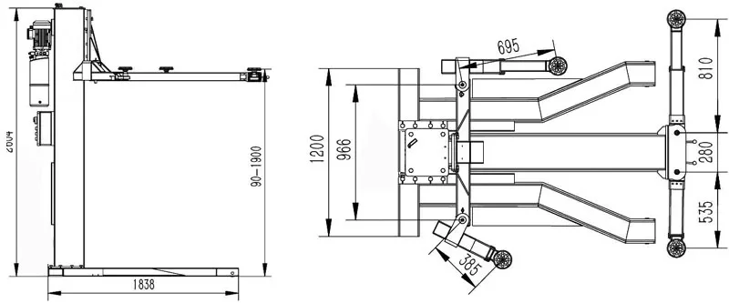 3.0 tons movable single column lift hydraulic lift car lift