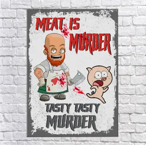 MEAT IS MURDER Retro Metal Sign Man Cave Bar Pub Plaque Party Vintage Gift sign