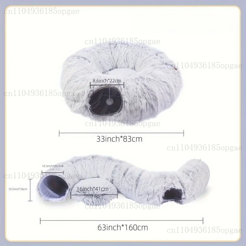 AliExpress Autumn Foreign Trade Model Delivery Pet Toys Cat Tunnel Plush Warm Folding Removable Model