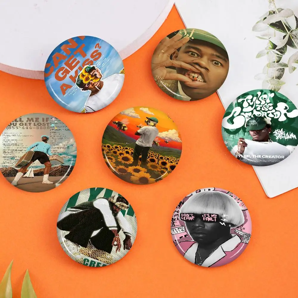 Rapero t-tyler t-el c-creator broches de dibujos animados insignia de Anime broche redondo hecho a mano alfileres de solapa joyería para mochila ropa regalos