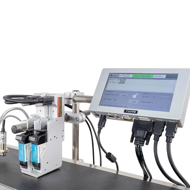 OEM/ODM T220E-1 TIJ Online Inkjet Printer Thermal Coding Machine for Barcode QR Code Date Lot Label Logo