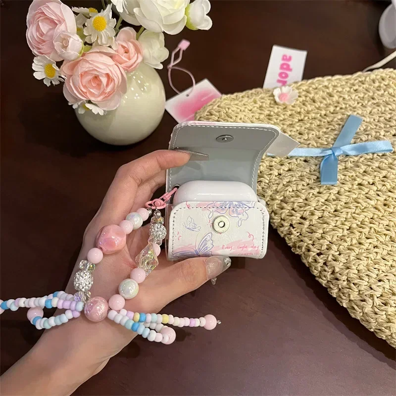 Leather Butterfly Case for AirPods 4 Airpod 1 2 3 Pro Pro2  Bluetooth Earbuds Charging Box Protective Earphone Case Cover