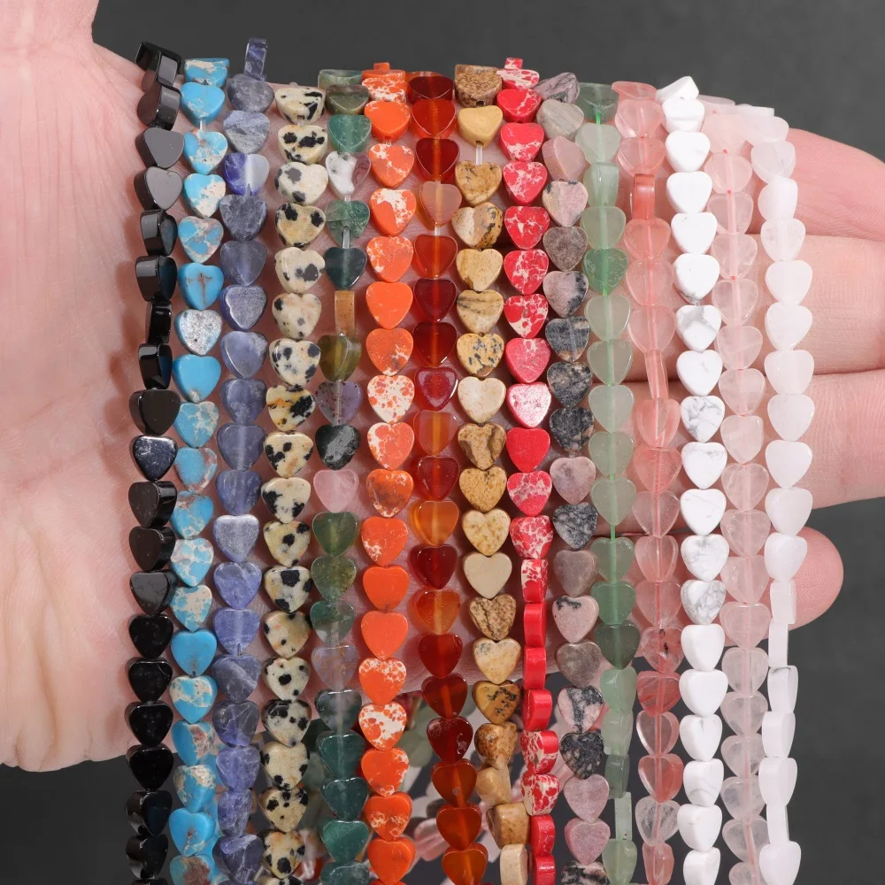 Heart Shape Stone Beads 6mm Imperial Jaspers Heart Agates Heart Crystal Beads for Jewelry Making Bracelet Necklace Accessories