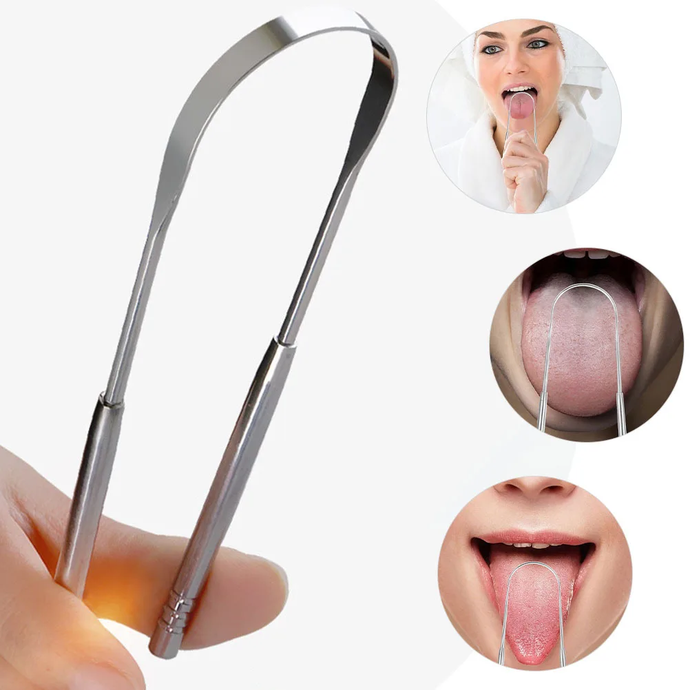 

2Pcs Tongue Scrapers Stainless Steel Portable Oral Care Cleaning Tool for Fresher Breath Tongue Scraper Oral Care Cleaning Tool