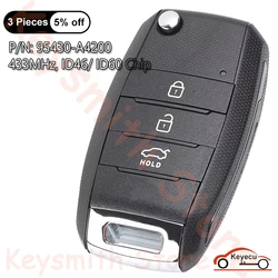 KEYECU 3 przyciski 433 MHz 4D60 ID46 Chip dla Kia Carens Rondo 2013 2014 2015 2016 Auto Upgraded Flip Remote Key Fob 95430-A4200