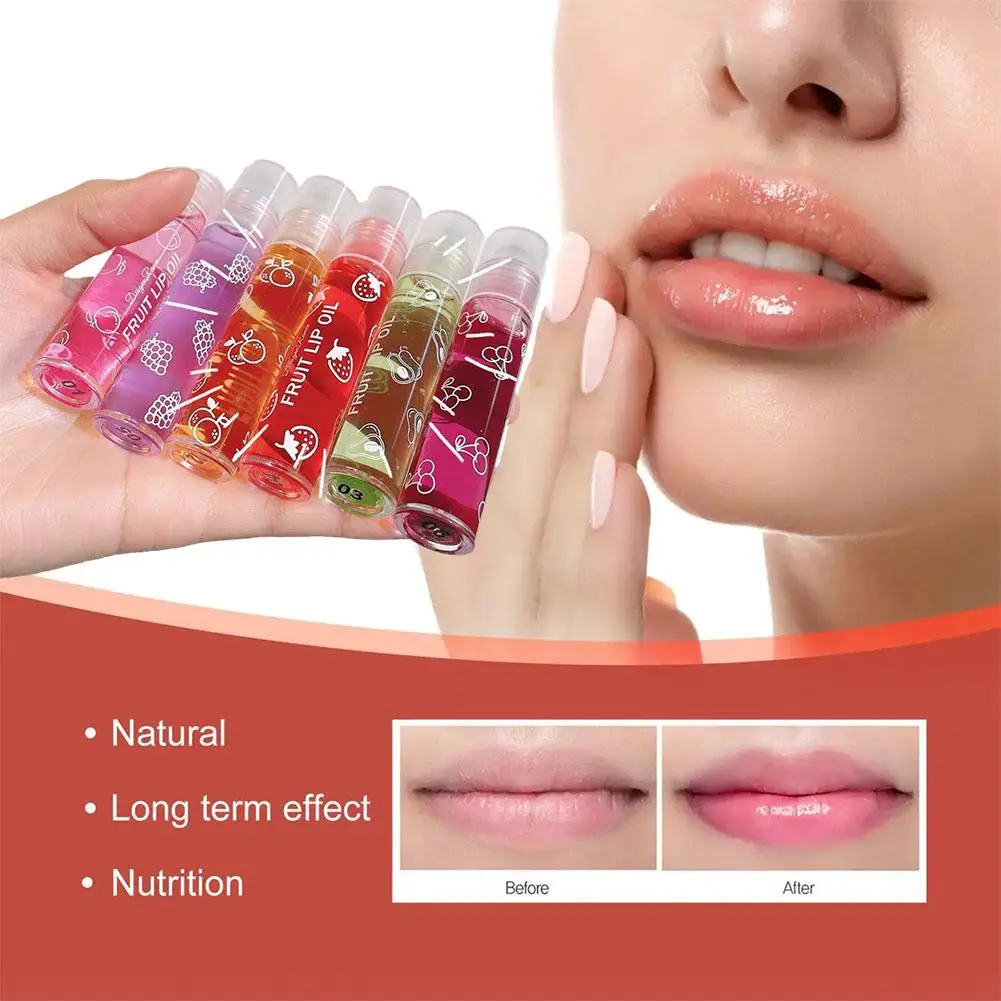 Aceite labial hidratante con sabor a fruta, bálsamo labial brillante para labios secos, hidratante y nutritivo, transparente Li P4Q2