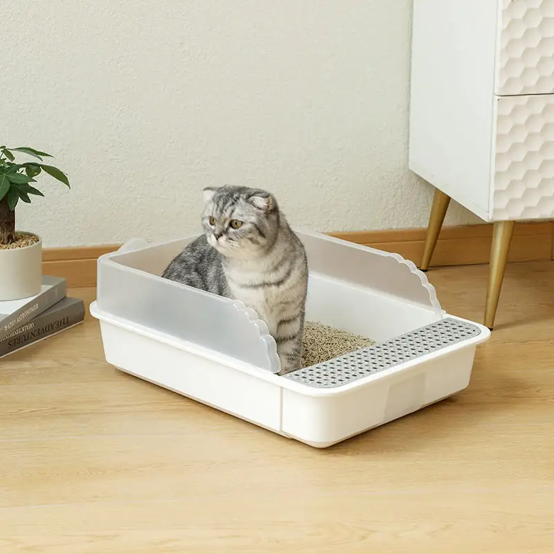 

Large Cats Litter Box Cats BedpanTray Kittens Fecal Training Sandbox Resin Semi Enclosed Kittens Toilet Pet Supplies