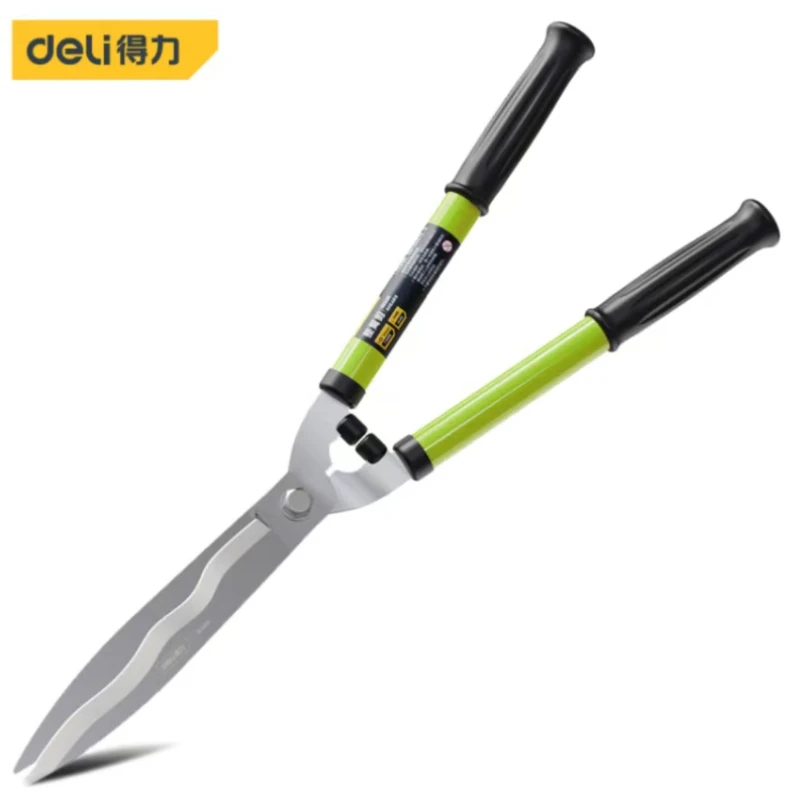Deli 21 Green Handle Garden Hedge Shears Alto Carbono Aço Shear Pruner Multifunções Fruit Tree Ramos Bonsai Tesoura
