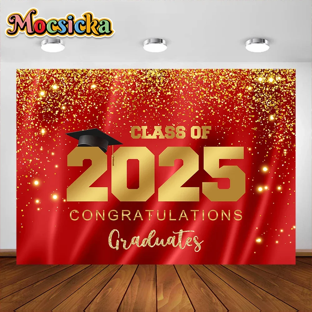 Mocsicka 2025 Graduation Season Photography Background Doctoral Hat Colorful Balloon Decora Boy Girl Portrait Photo Backdrops