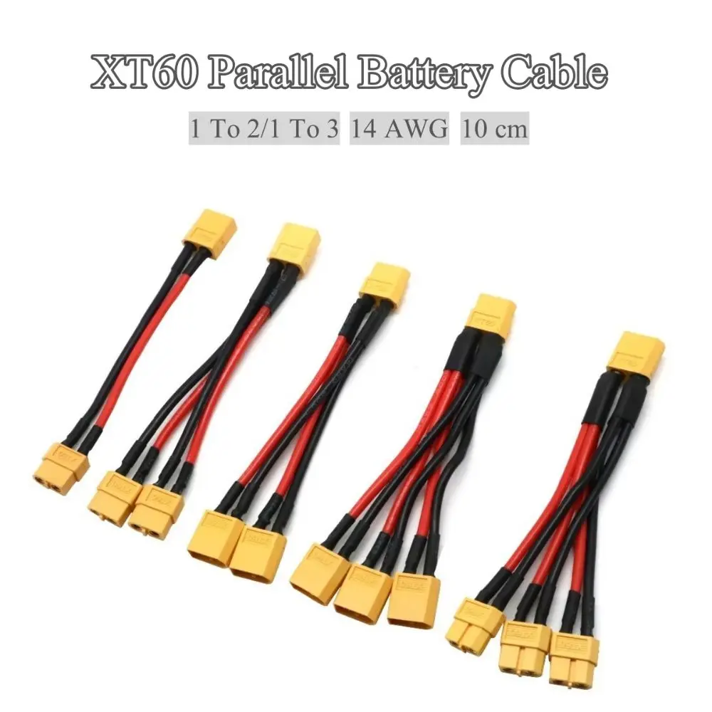XT60 Parallel Battery Connector Male Female Plug 10 cm Battery Extension Wire 14 AWG Connector Cable for RC Battery Motors
