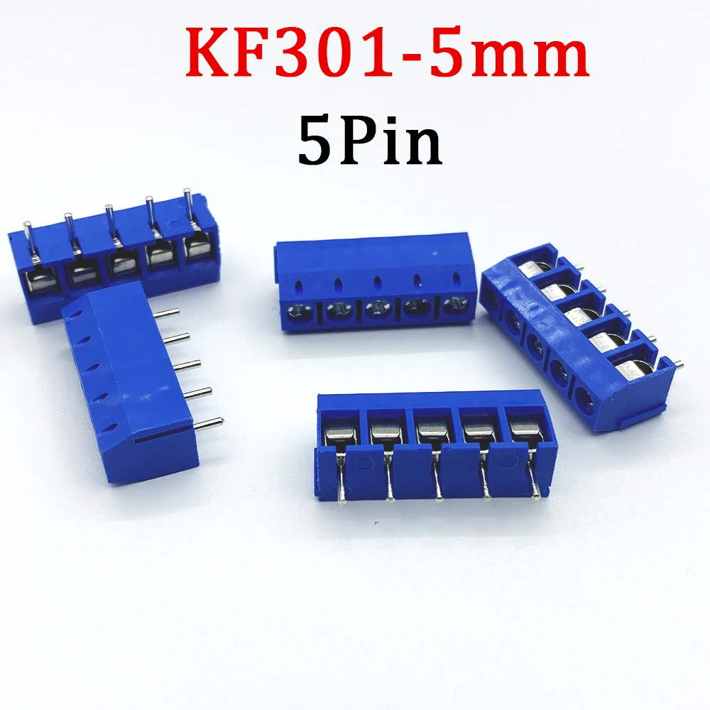 10Pcs KF301 2/3/4/5Pin Spliceable Plug-in Screw Wire Terminal Block KF301-2P KF301-3/4P Pitch 5.0mm Straight PCB Mount Connector