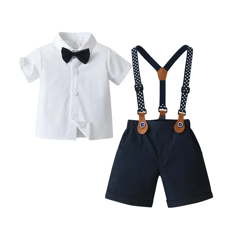 Short Sleeved Overalls Boys Set Two Piece Boys Treasure Dress Childrens Clothing Boys Summer Set