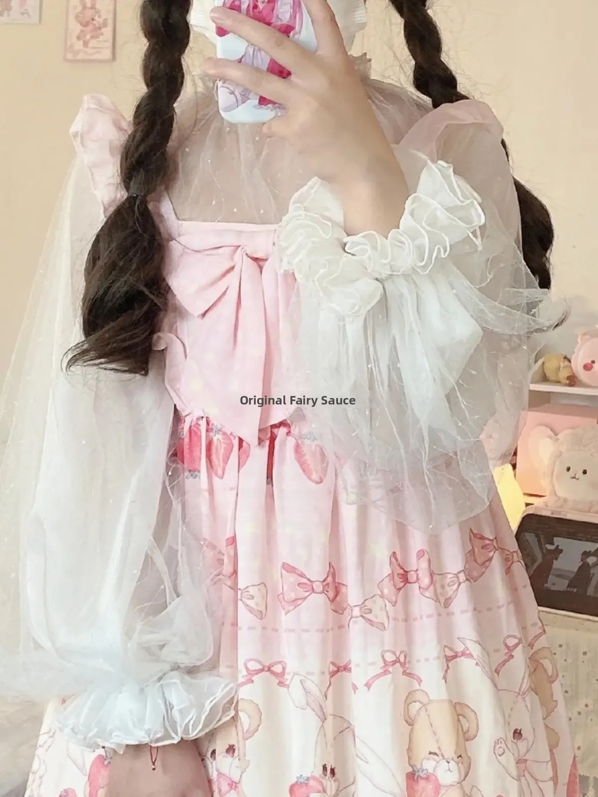 Lolita Skirt Inner Wear Thin Veil Bubble Sve Chiffon Long Sve Daily Summer JSK irt Siren Lolita Inner Wear Sweet Sl...