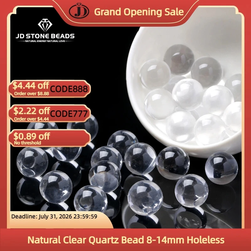 Perle de quartz naturel transparent 8-14 mm, sphère de cristal blanc sans trou pour bijoux DIY, perles de pierre naturelle, décoration, pierre unique en vrac