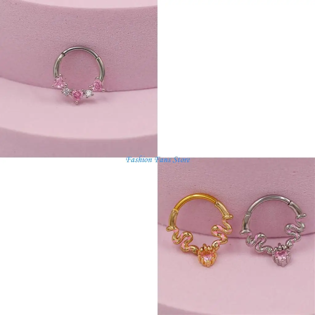 

Elegant Crystal Nose Ring Unique Silver Color Cartilage Piercing Accessory