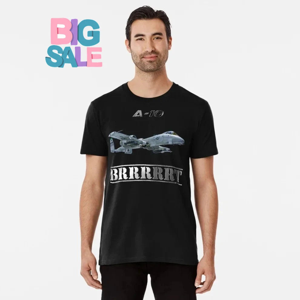 

Футболка с изображением самолета BRRRRT A-10 Warthog, 100% хлопок, с круглым вырезом, с короткими рукавами, летняя повседневная мужская футболка