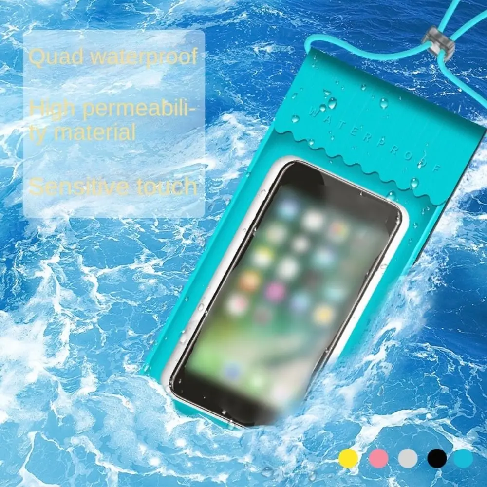 Touchable Screen Waterproof Mobile Phone Bag IPX8 Waterproof Transparent Swimming Storage Bag with Neck Lanyard Leakproof