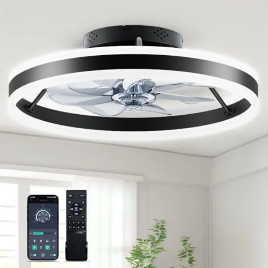 

Ceiling Fans with Lights and Remote 20" Low Profile Ceiling Fan 2700-6500K Color Temperature 6 Wind Speeds Quiet DC Motor Dimma