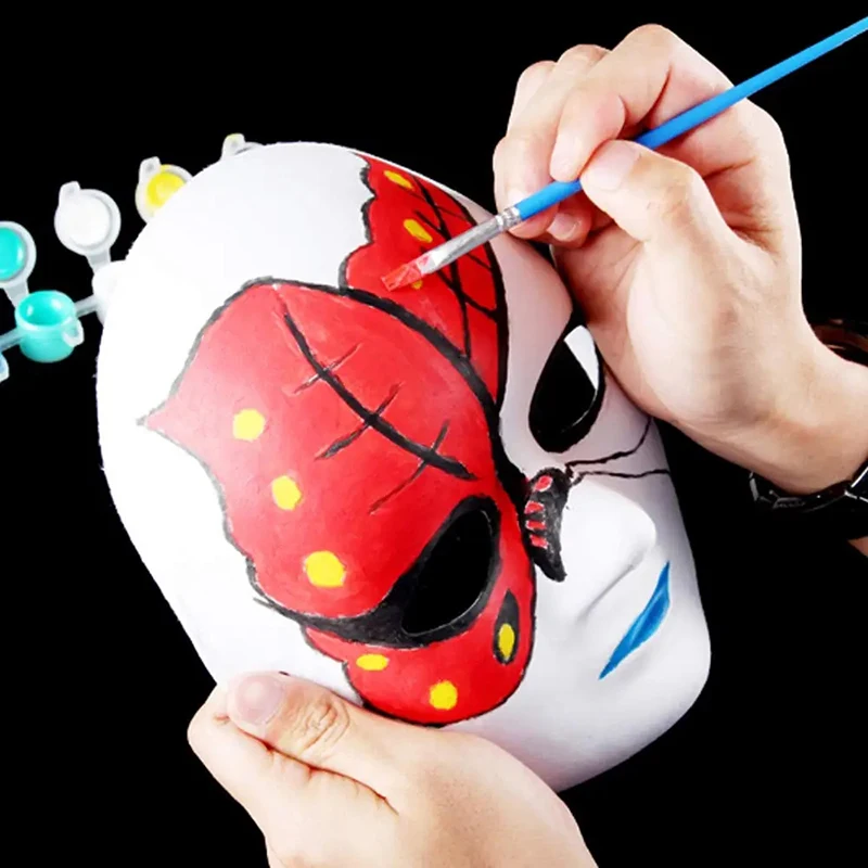 Vollgesichtsmasken aus Papier, weiß, für Halloween, Cosplay, Katze, zum Selberbemalen, für Paare, halbes Tier, Pappmaché, Party – Detail 2
