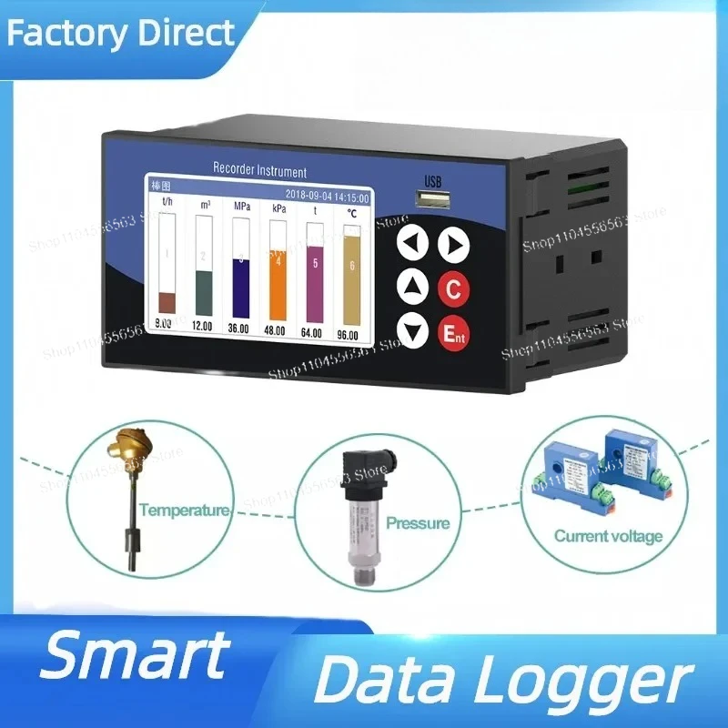 Smart Temperature Data Logger Pressure Humidity Current Voltage Trend Chart Data Report PT100 4-20mA Analog Signal Data Recorder