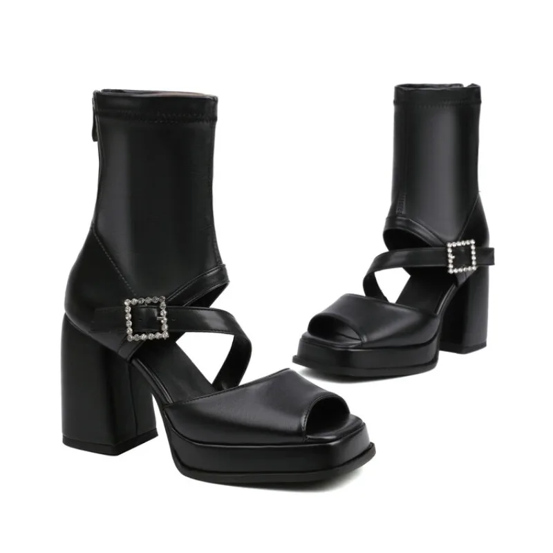 Design Women Gladialtor Sandals Peep Toe Square heel Zipper Belt Buckle Platform Summer Female Fashion Shoes Plus Size 41 42 43 view 4