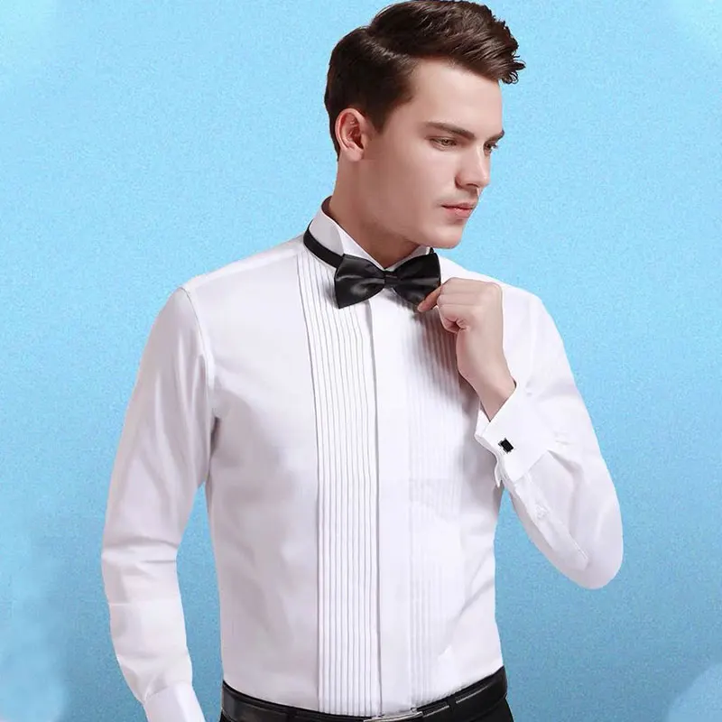 6XL Men's long sleeve shirt Formal dress Plus size tuxedo Wear free wear anti-wrinkle Business casual High quality solid color