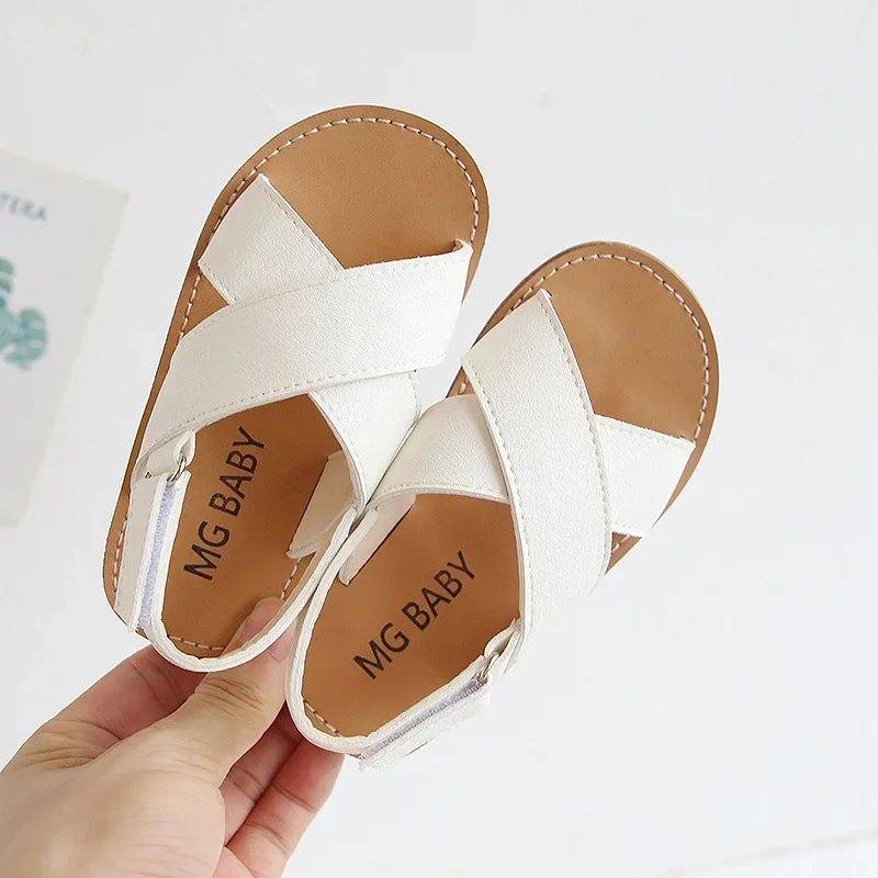 Baby Girls Summer Sandals Boys Toddlers Beach Shoes Cross-tie Fashion Kids Flat Open Toes Gladiator Sandals 2024 Ins Hot Simple