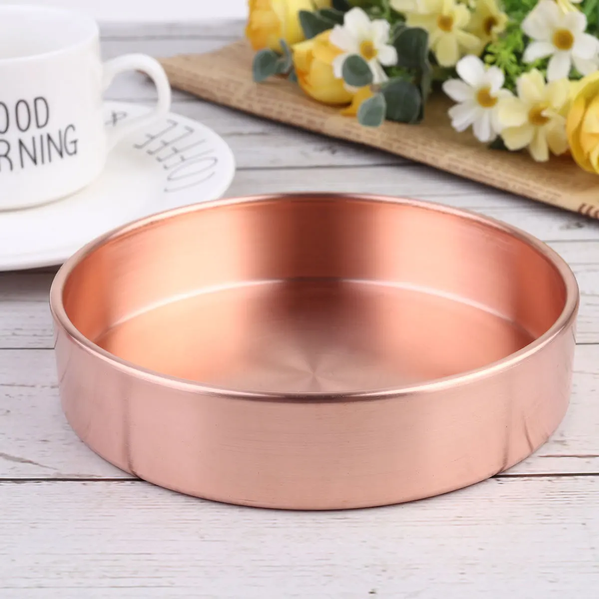 

1pcs Metal Tray 14Cm Round Pure Copper Jewelry Storage Dish Desktop Organizer For Rings Necklaces Decorative Plate Copper