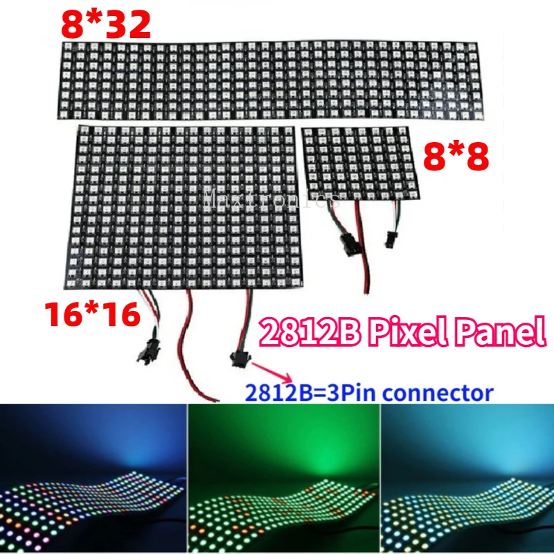 Panel de píxeles LED a todo Color DC5V WS2812B, pantalla Digital Flexible de 8x8,16x16,8x32, 256 píxeles programados, direccionable individualmente