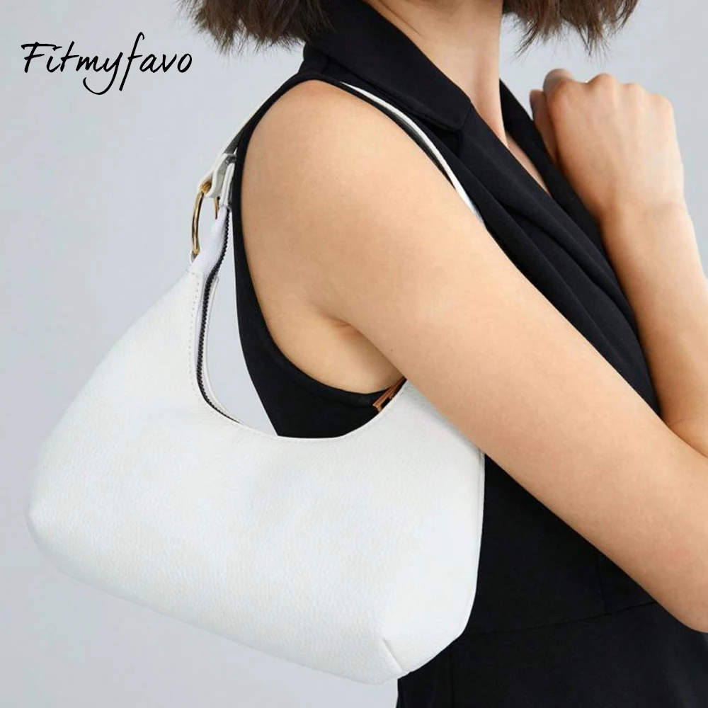 Fashion Simplicity Korean Casual Cute White Shoulder Underarm Bag Ladies Leather Zip Purses Handbags Women