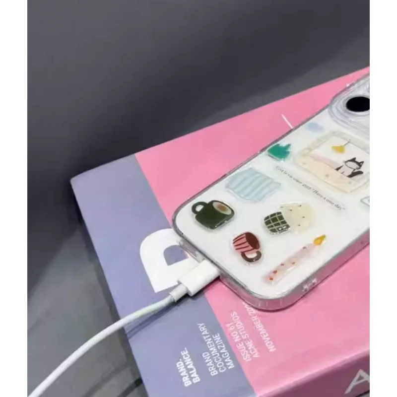 Snowman animal cake summer series DIY personalized blank transparent Mobile phone case Diy decoration jelly effect sticker
