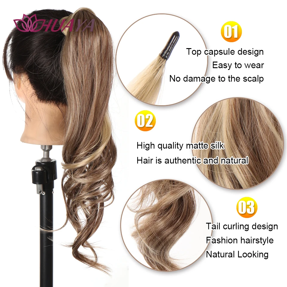 Synthetic Flexible Wrap Around Long Ponytail Hair Extensions Natural Wave Cute Blonde Balck Grey Women Fake Pony Tail