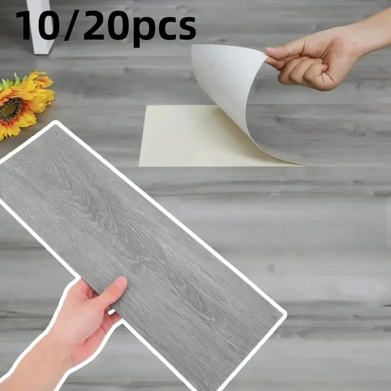 10/20pcs 40x15cm Self-adhesive Floor Sticker DIY Wood Grain Wall Sticker Waterproof Heat Resistant Imitation Wall Tiles