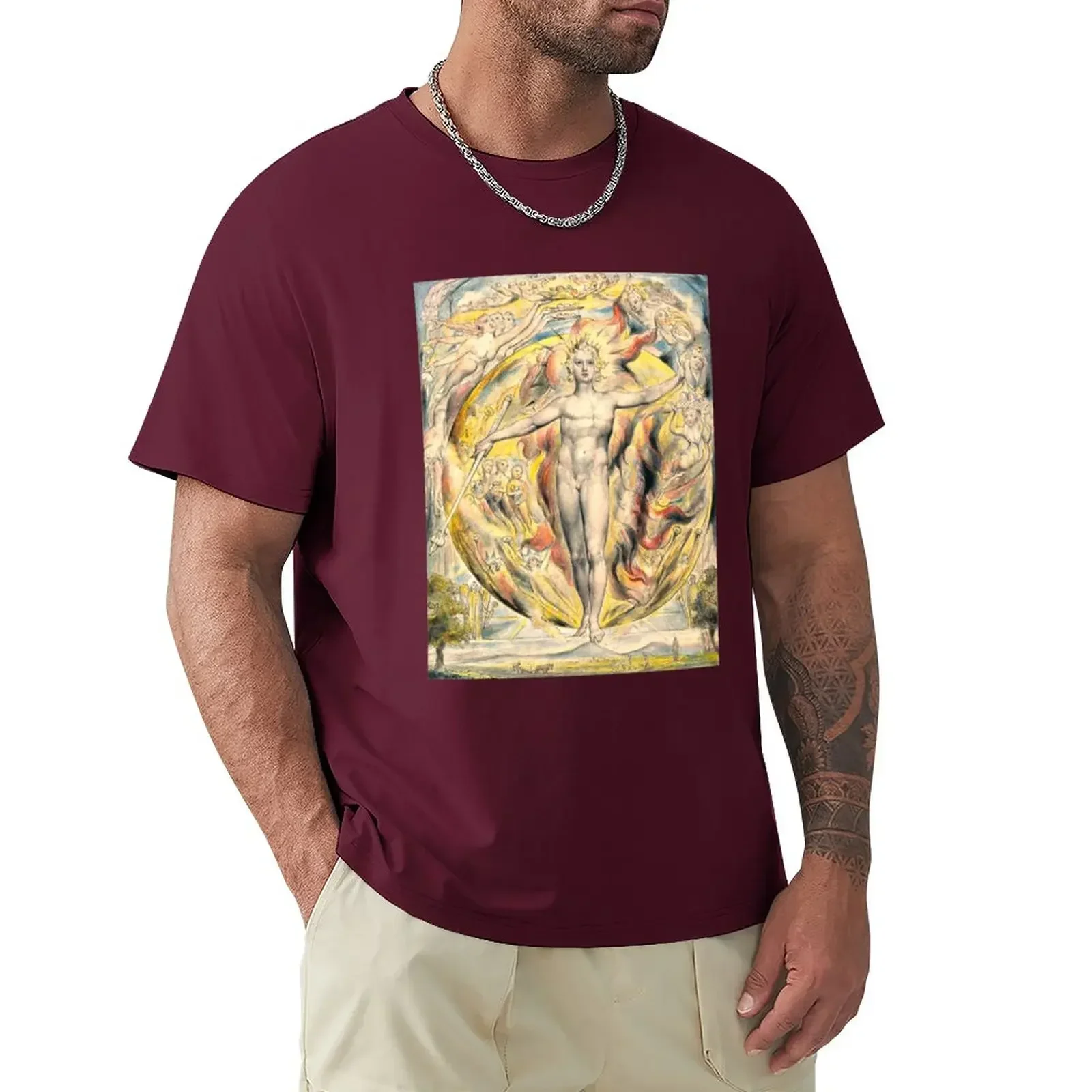 sweat plain white t shirts men HD The Sun at His Eastern Gate,by William Blake HIGH DEFINITION Original colors T-Shirt